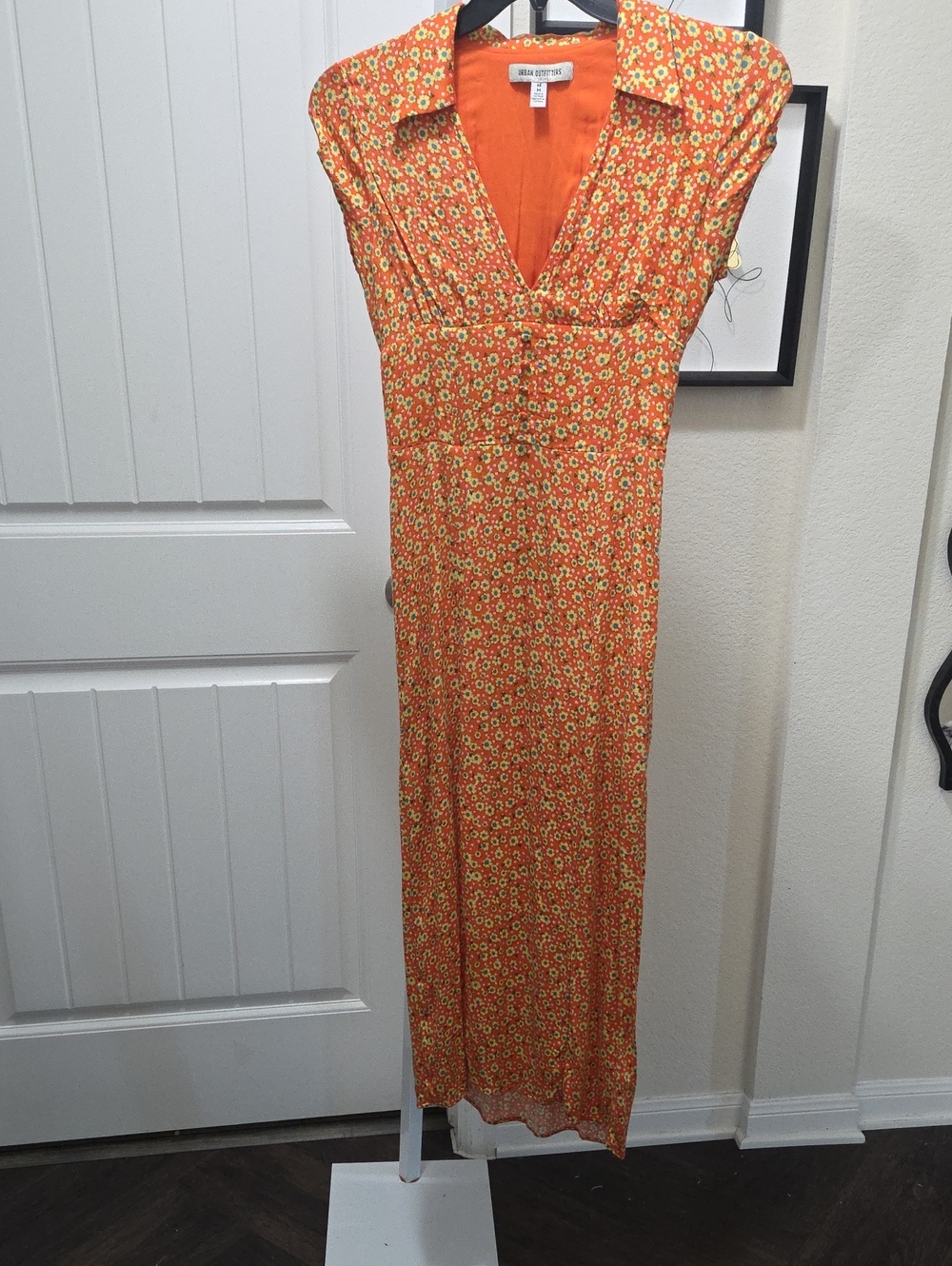 Urban Outfitters Orange Floral Collared Maxi Dress